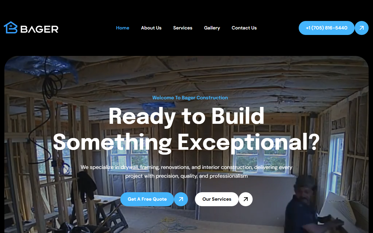 Bager Construction website